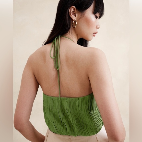 Banana Republic women’s Sz XL CRINKLE HALTER TOP vacation summer backless party - Picture 2 of 9